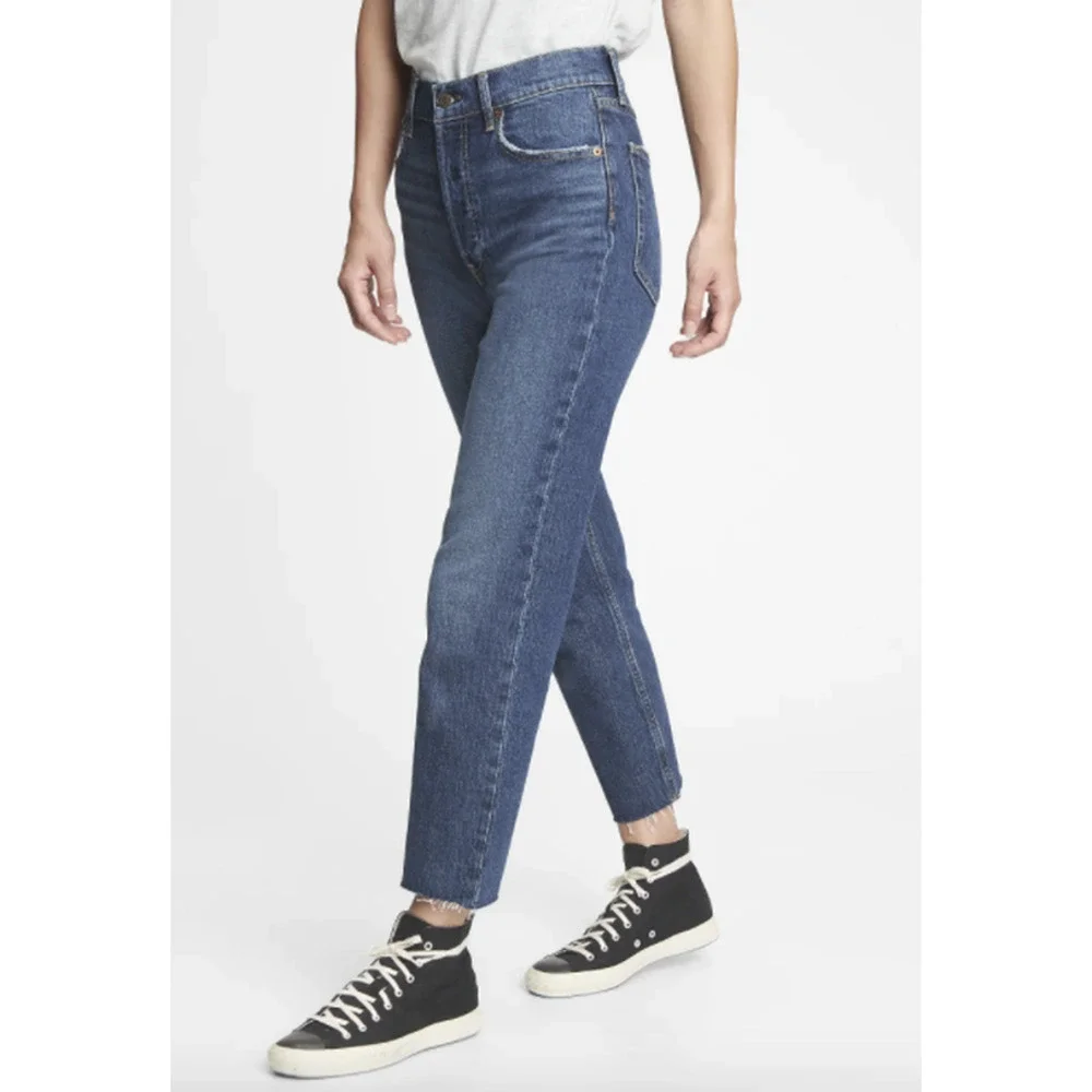 Gap Cheeky Straight High Rise Jeans Button Fly 29 8 R Dark Indigo Blue Denim - Picture 14 of 15